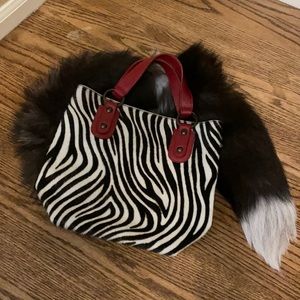 Maurizio Taiuti Leather Zebra Purse Handbag Red